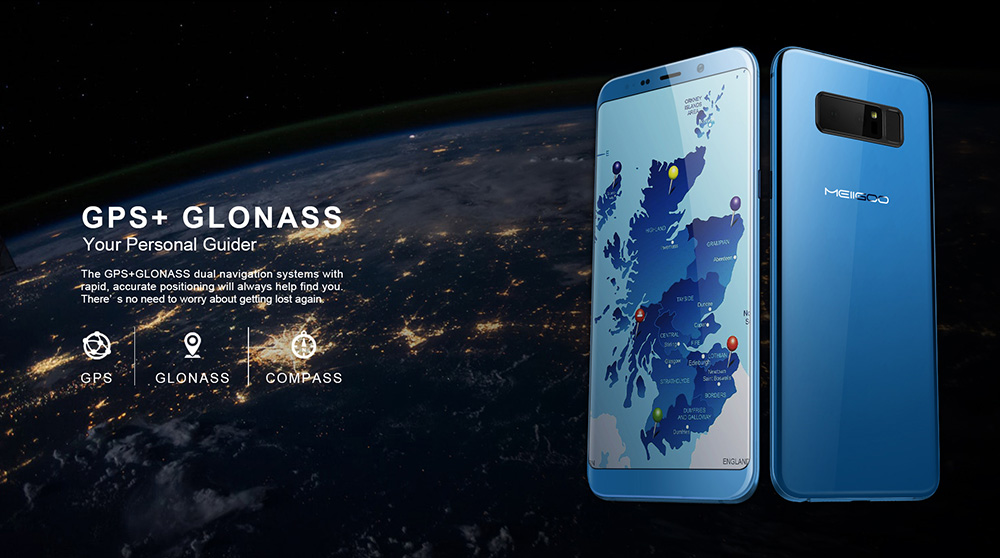 Meiigoo Note 8 5.99 Inch Smartphone Full Screen 4GB 64GB MTK6750T Octa Core Dual Rear Camera Android 7.0 Touch ID - Blue