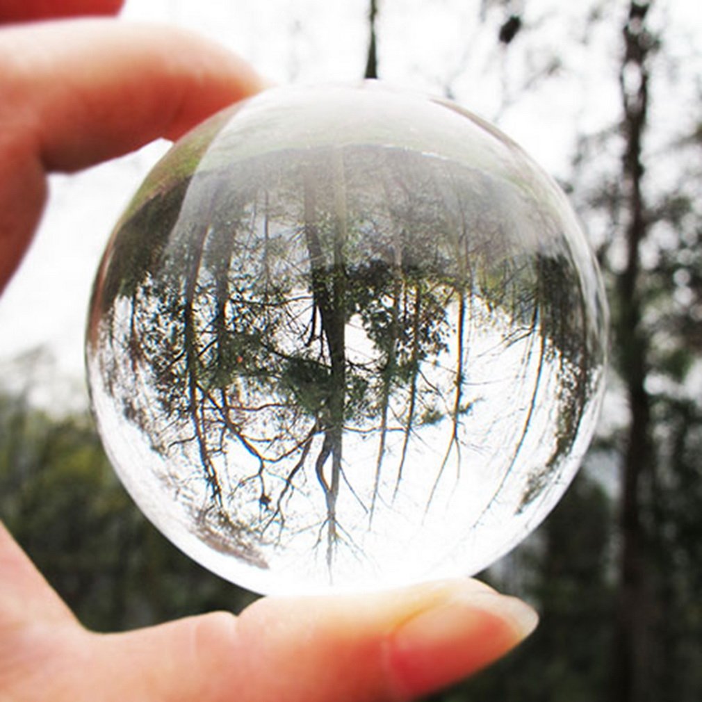 60mm Clear Round Glass Artificial Crystal Ball Sphere Decoration - Transparent