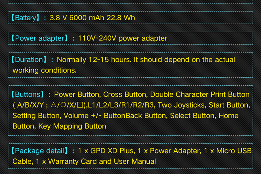 GPD XD Plus Gamepad Tablet PC MT8176 Quad Core 5.0 Inch 1280*720 Android 7.0 Handheld Game 4GB RAM 32GB ROM - Black