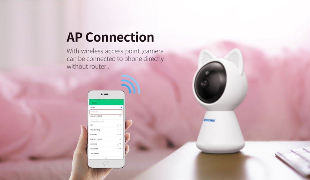 ESCAM QF509 1080P WiFi IP Camera Pan/Tilt Monitor IR ONVIF Network Camera Support Motion Detector Security Camera -White