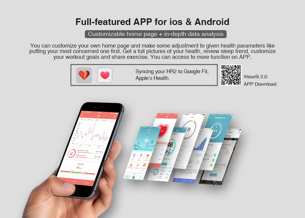 Makibes HR2 Smart Bracelet Long Time Continuous Heart Rate Monitor Nordic nRF52832 Chip IP67 Water Resistant Compatible With IOS Android - Black