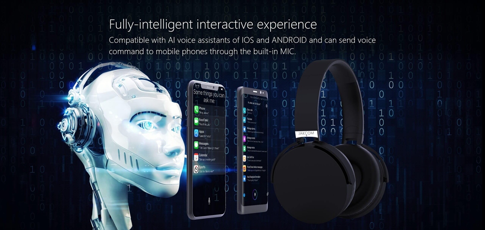 JAKCOM BH2 Bluetooth Headset with Mic Active Noise Reduction - Black