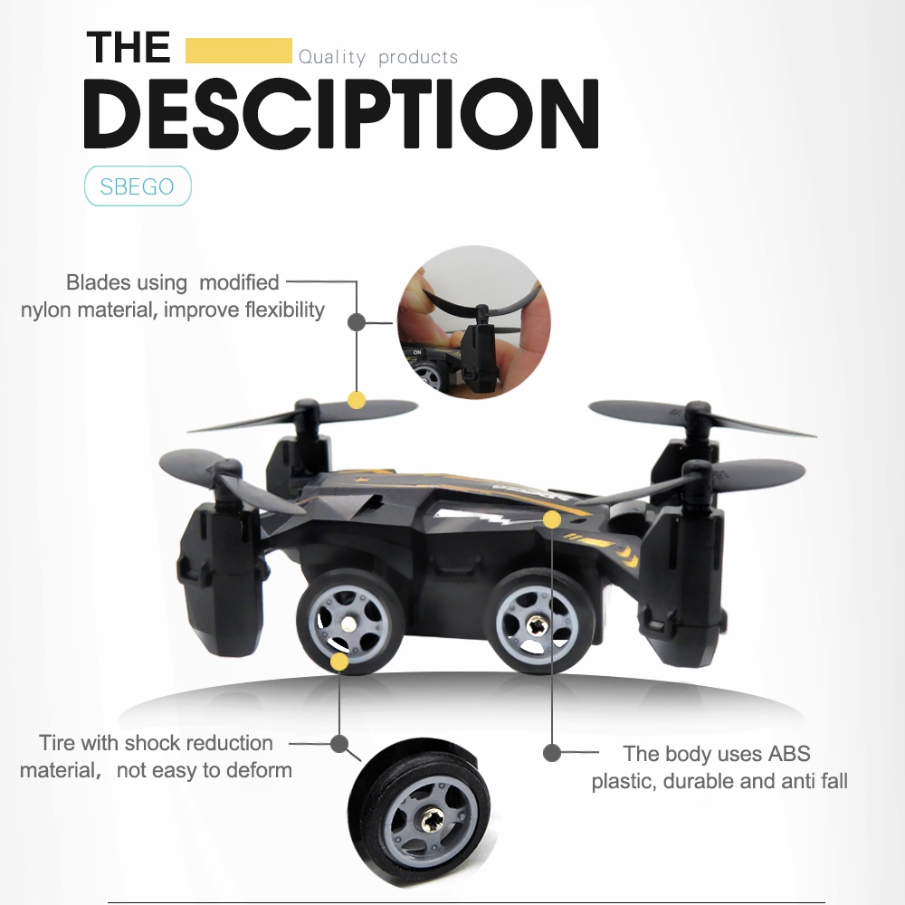 Flytec SBEGO 132 2.4G 4CH Air Ground Dual Mode Flying Car RC Quadcopter RTF - Black