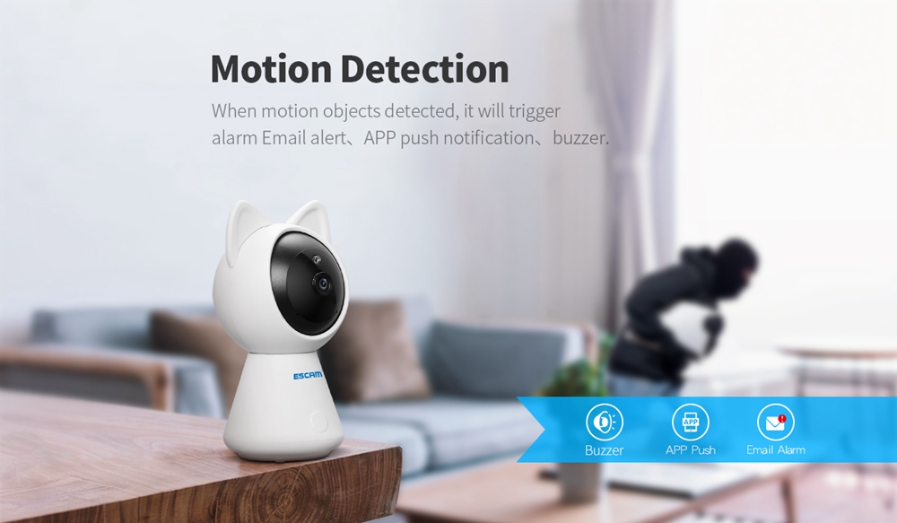 ESCAM QF509 1080P WiFi IP Camera Pan/Tilt Monitor IR ONVIF Network Camera Support Motion Detector Security Camera -White