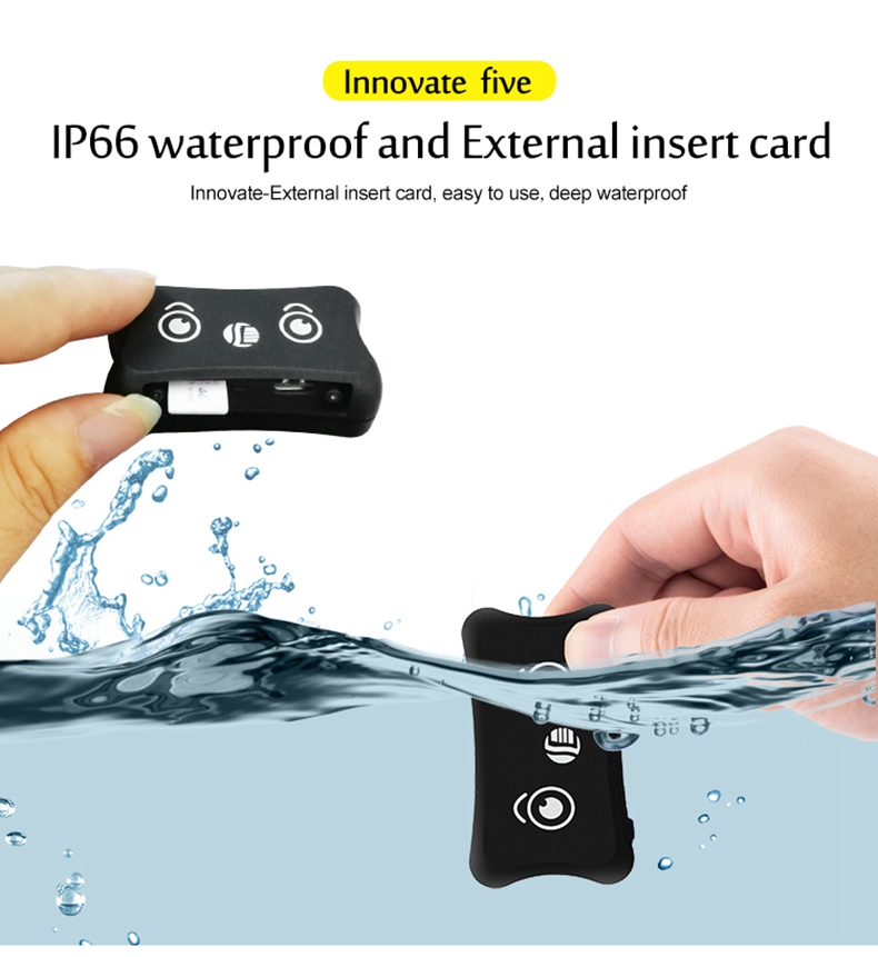 TK200 Mini Pet GPS Tracker IP66 GPS Locator Tracking Low Battery Alarm Car-styling Trackers - Black