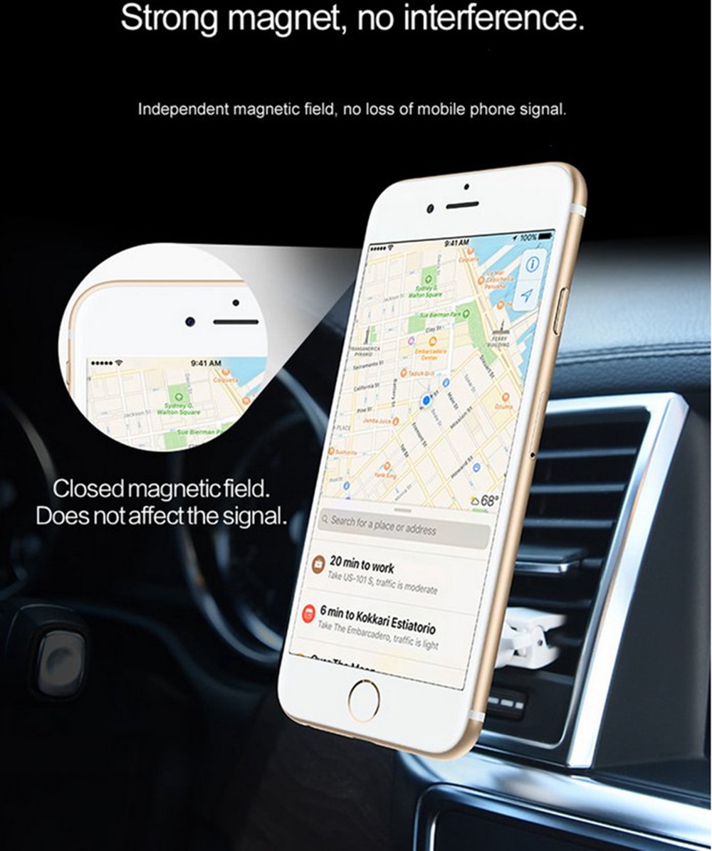 HOCO CA17 Strong Magnetic 360 Degree Rotation Car Mount Air Vent Phone Holder Stand For Smartphone - White + Blue