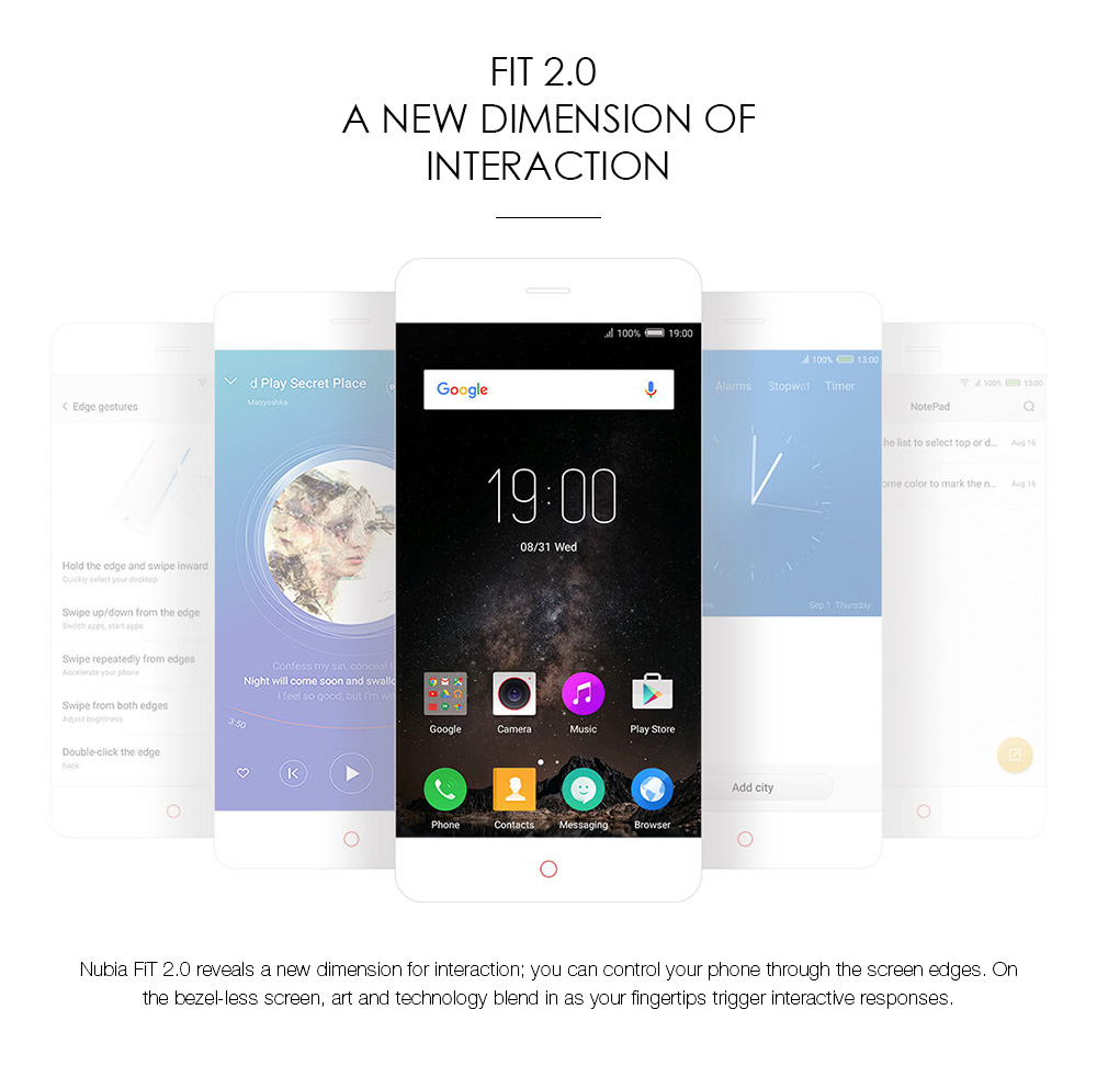 Nubia Z11 NX531J 5.5 Inch Smartphone aRC 2.0 Corning Gorilla Glass Screen 6GB 64GB Snapdragon 820 16.0MP Camera Touch ID Type-C NFC QC3.0 - White