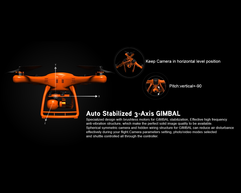 Wingsland M1 Minivet 5.8G GPS FPV 3-Axis Gimbal 1080P HD Camera RC Quadcopter RTF - Orange