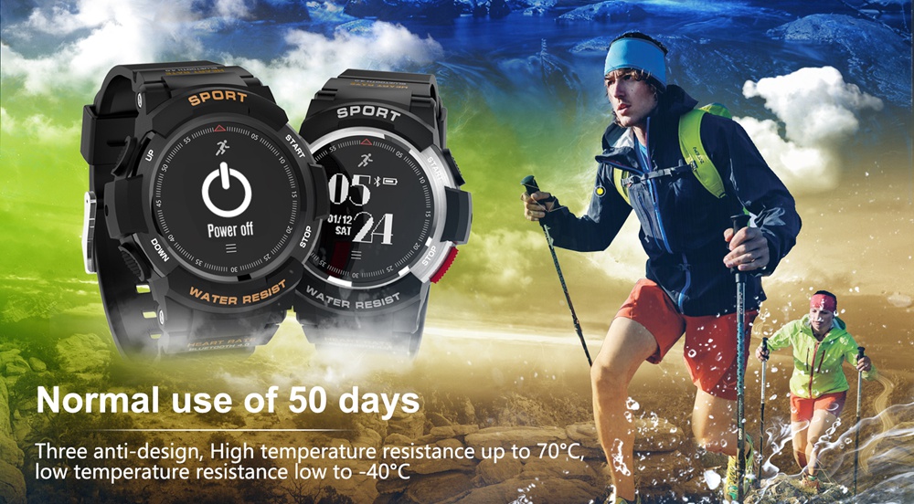 NO.1 F6 Smartwatch NRF51822 Chip IP68 Water Resistant Heart Rate Monitor Outdoor Sports Smartwatch Compatible With Android iOS - Silver