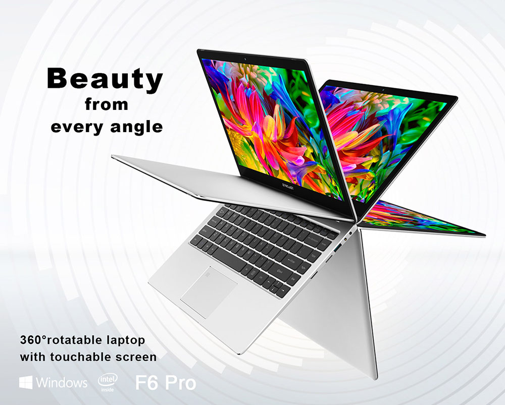 Teclast F6 Pro Notebook Fingerprints Intel Core m3-7Y30 Dual Core 13.3" 1920*1080 IPS Screen 8GB RAM 128GB ROM Windows 10 Dual Band Wifi - Silver
