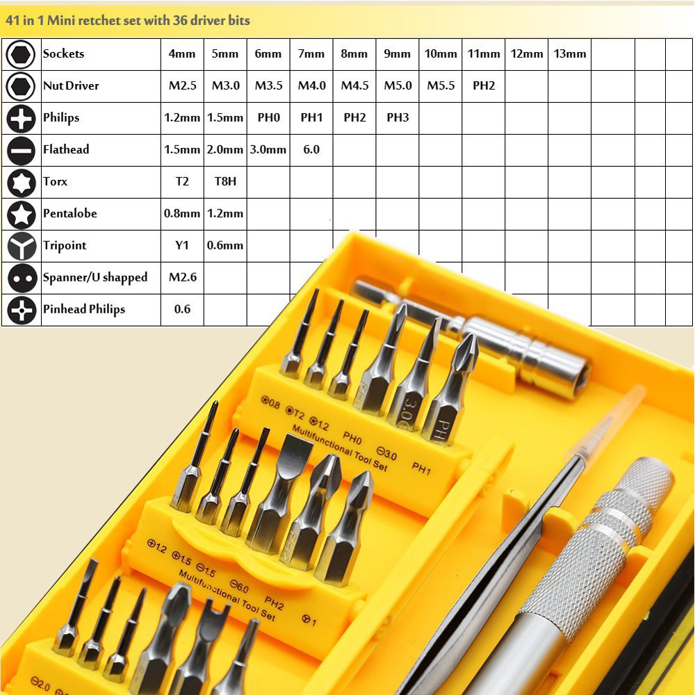JVMAC JM-4109 (S-M) 41pcs in 1 Multi-function Screwdrivers Set Precision Telecommunication Tool Set
