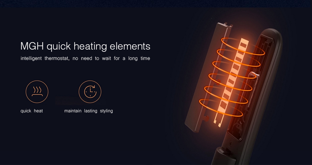 Xiaomi Yueli Mini Wireless Hair Straightener MGH Quick Heating elements 2500mAh Battery USB Recharging -Black