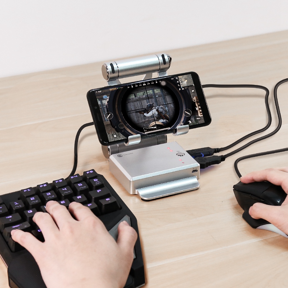 GameSir X1 Bluetooth BattleDock Converter Keyboard and Mouse Adapte for PUBG FPS games, RoS,Knives Out,Free Fire -Silver