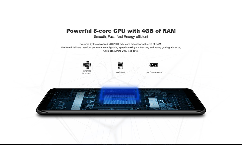 Meiigoo Note 8 5.99 Inch Smartphone Full Screen 4GB 64GB MTK6750T Octa Core Dual Rear Camera Android 7.0 Touch ID - Gold