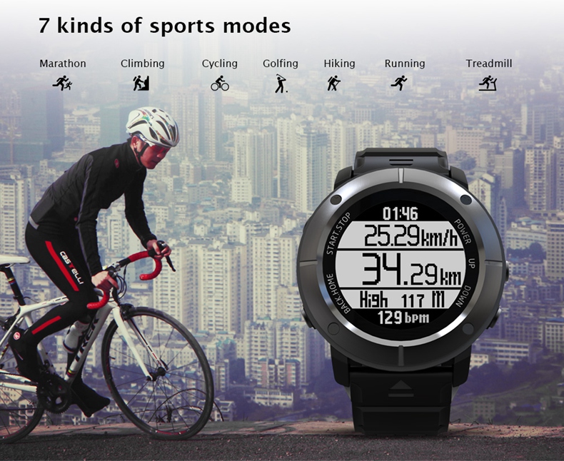 Makibes G06 Smartwatch Heart Rate Monitor IP68 Water Resistant GPS Sports Watch Compatible With IOS Android - Black