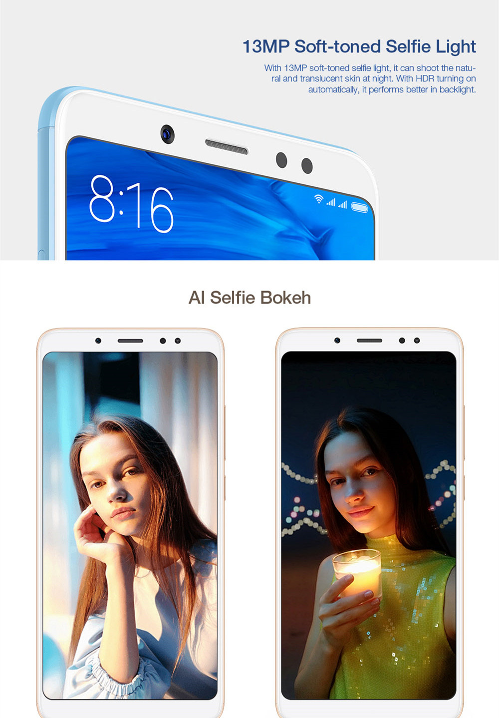 Xiaomi Redmi Note 5 5.99 Inch Smartphone Snapdragon 636 Octa Core 3GB 32GB 5.0MP+12MP Dual Rear Cameras MIUI 9 OS 18:9 Full Screen - Rose Gold