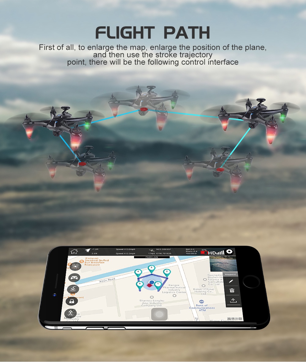 XINLIN SHIYE GW198 5G WIFI FPV with 1080P HD Camera Double GPS Brushless RC Quadcopter RTF - Blue