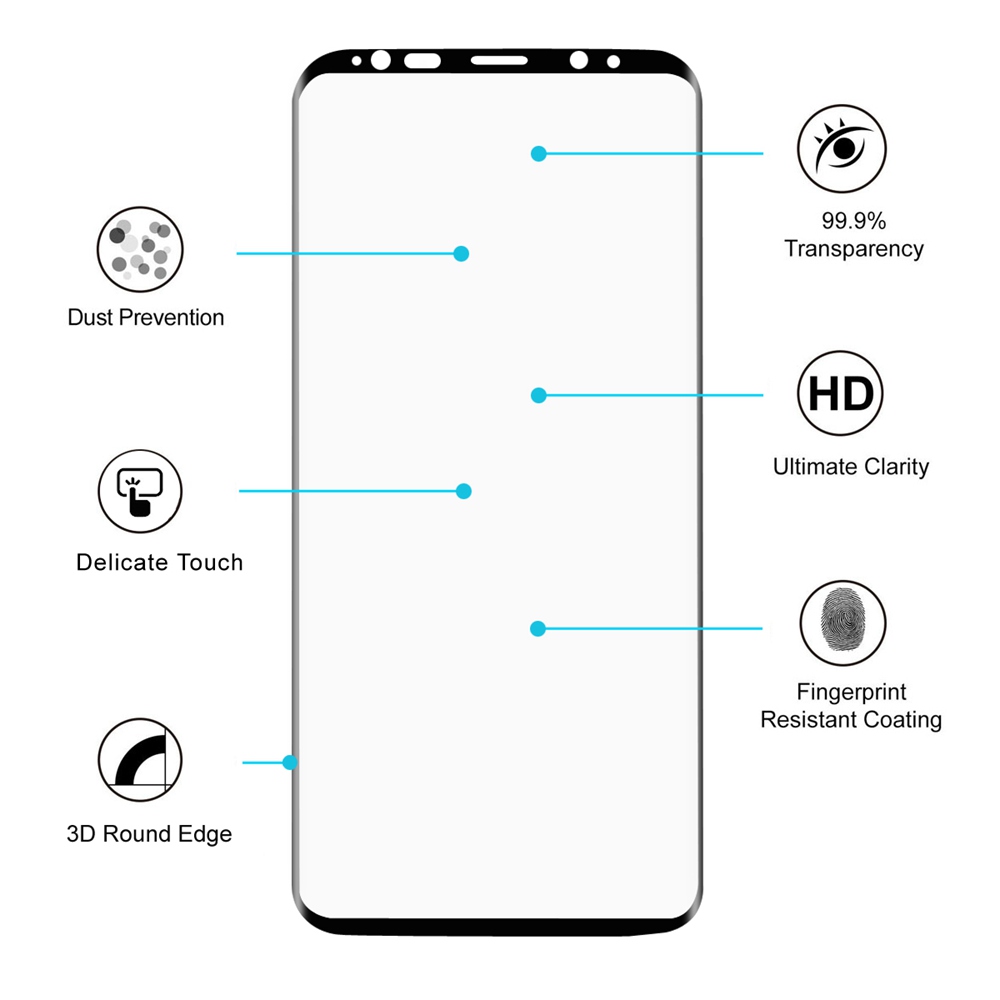 Galaxy S9 Tempered Glass Screen Protector 3D 0.1mm Screen Film Protector - Transparent