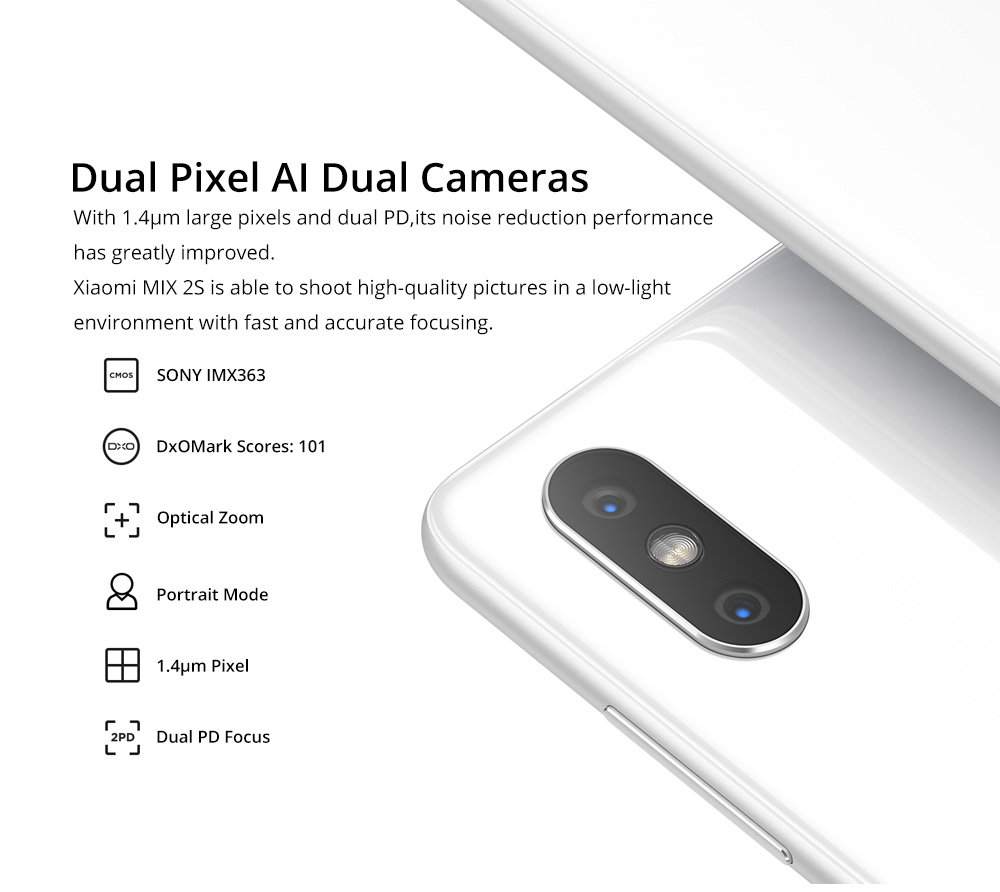 Xiaomi Mi Mix 2S 5.99 Inch 4G LTE Smartphone Qualcomm Snapdragon 845 Octa Core 8GB 256GB 12.0MP Dual Rear Cameras MIUI 9 Type-C Ceramic Body - Black