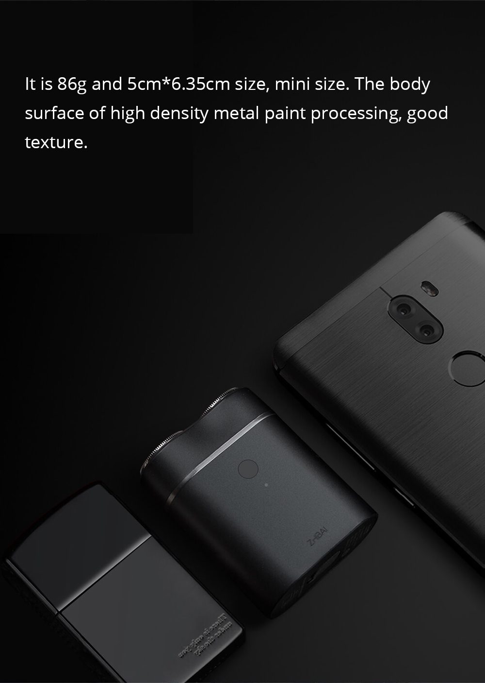 Xiaomi Zhibai Mini Shaver USB Rechargeable Electric Razor -Black