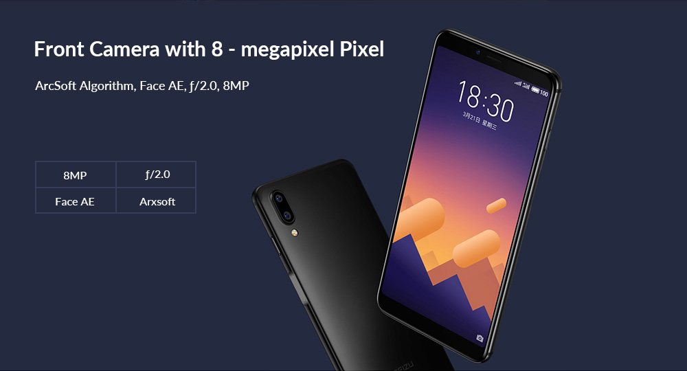 Meizu E3 5.99 Inch Smartphone Snapdragon 636 Octa Core 6GB 128GB 12.0MP+20.0MP Dual Rear Cameras Flyme OS 18:9 Full Screen Touch ID - Gold