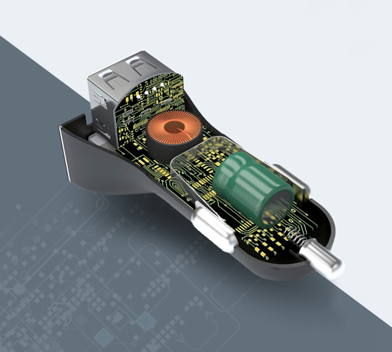 Philips DLP2015P Universal Quick Double USB Car Charger 3.1A Voltage Detection LED Digital Display - Black