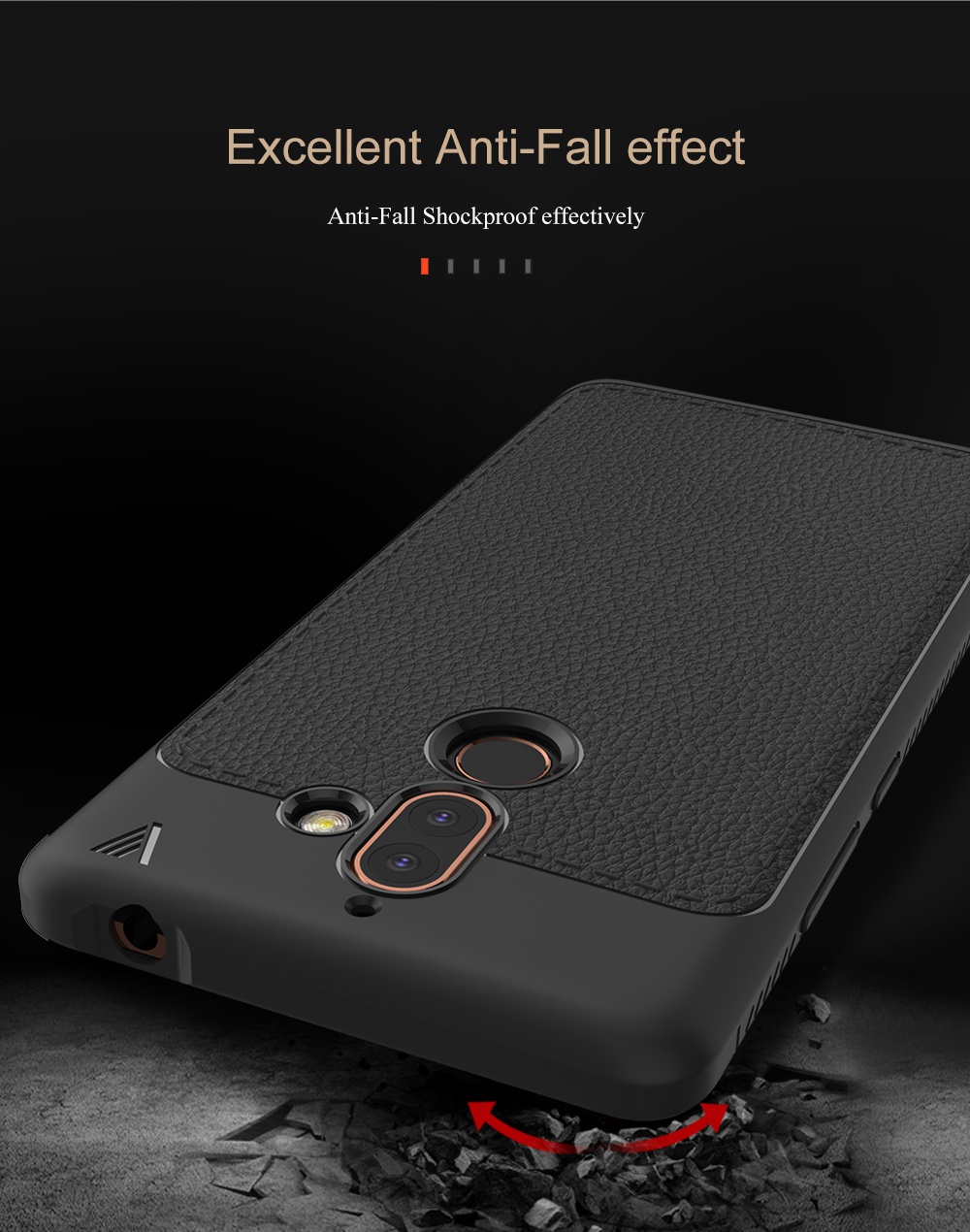 Lenuo Anti Drop Cover Case for Nokia 7 Plus Hard PU Leather Phone Case - Black