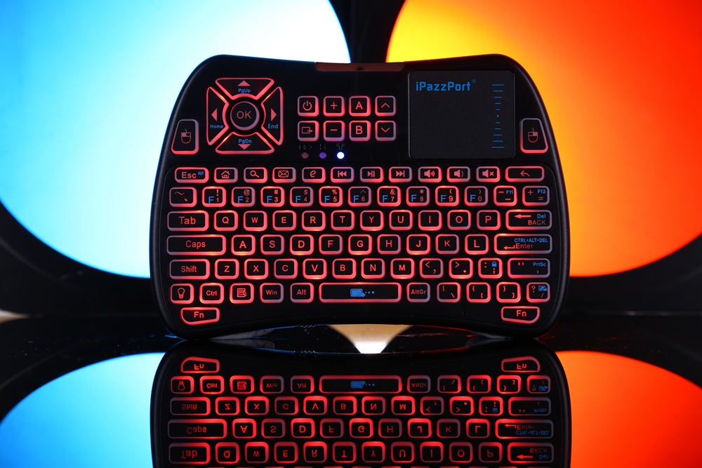 Ipazzport KP-810-61 Mini RF/IR RGB LED Backlit Wireless Keyboard With USB Receiver - Black