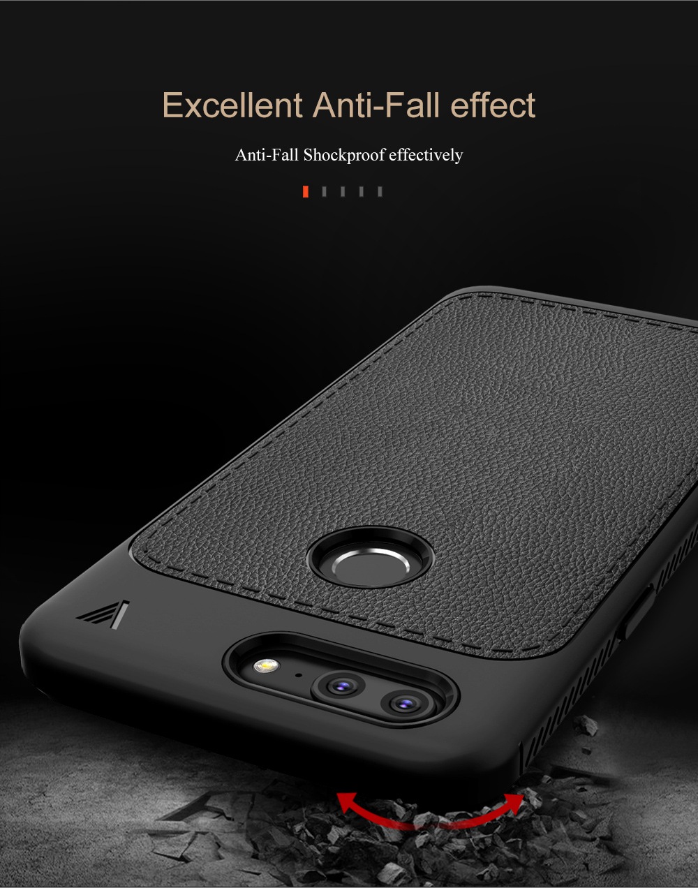 Lenuo Anti Drop Phone Cover for OnePlus 5T Hard PU Leather Cover Case - Black