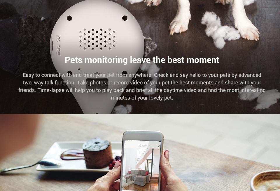 360 D603 720P WiFi IP Camera Water Drop CMOS CCD Motion Detection 2-way Audio Wireless Security Camera -White
