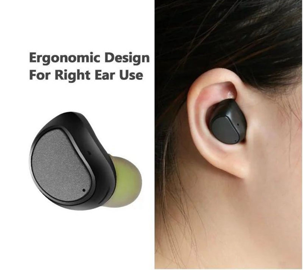HV-316 Bluetooth Earphone One Single Ear with Mic Portable Charger - Black