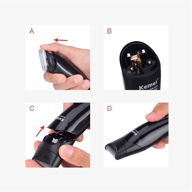Kemei KM-600 Professional Hair Clipper Electric Shaver - Black