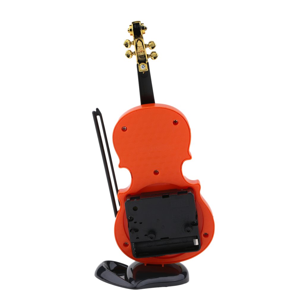 Uniqe Instrument Table Clock Violin Gift Home Decor Quartz Alarm Clock - Brown