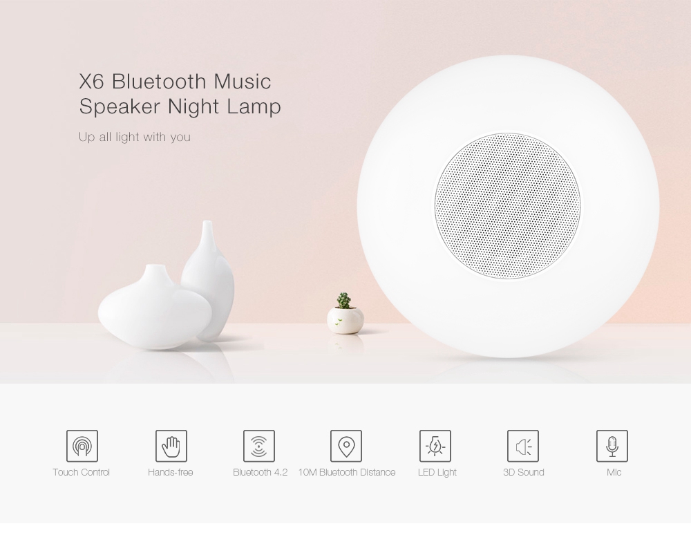 X6 Wireless Bluetooth Speaker LED Colorful Night Lamp - White