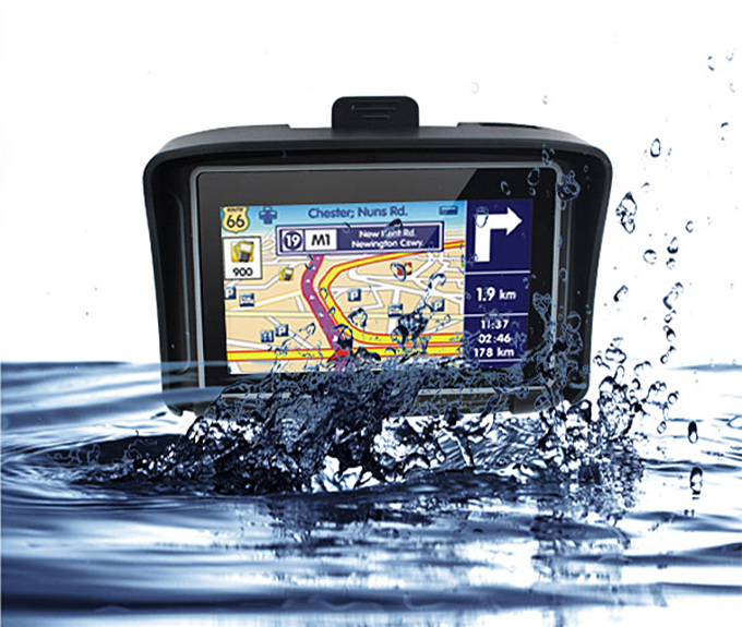 GS-4301 4.3" Touchscreen Waterproof Motorcycle Car GPS Navigation NAV 8GB Bluetooth With Malaysia Map - Black