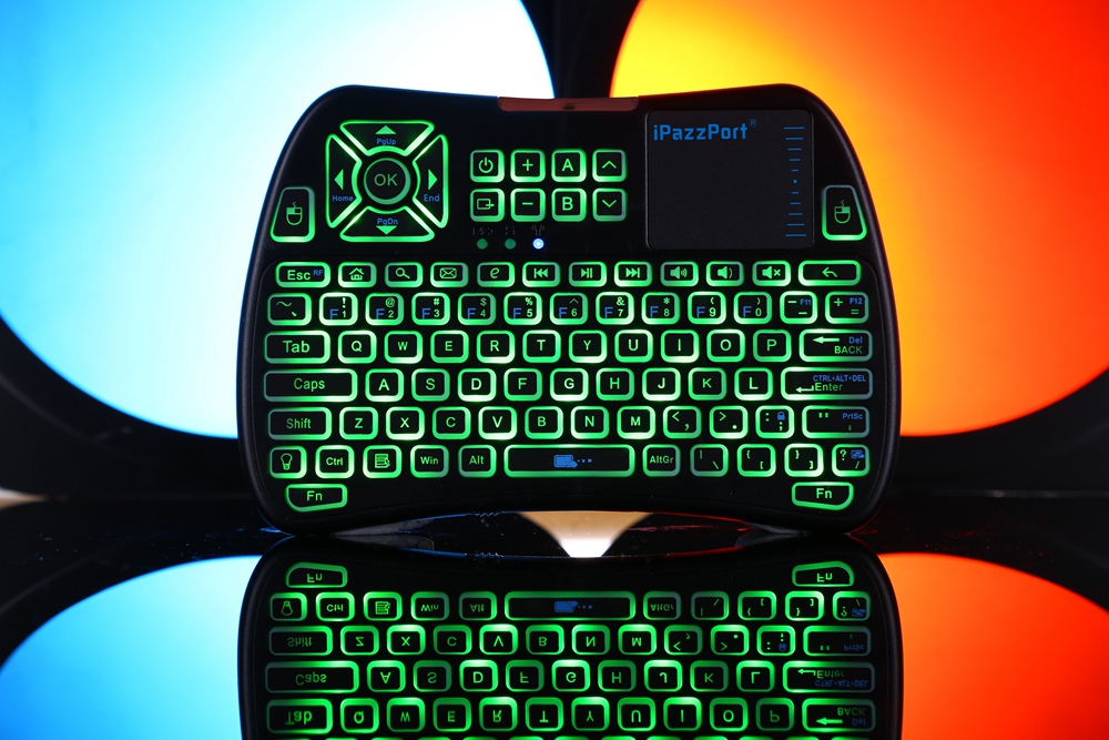 Ipazzport KP-810-61 Mini RF/IR RGB LED Backlit Wireless Keyboard With USB Receiver - Black