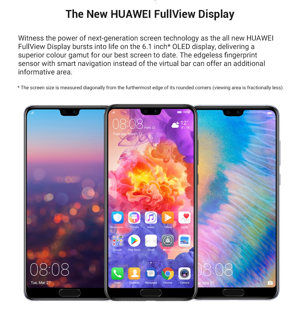 HUAWEI P20 Pro 6.1 Inch Smartphone FHD+ Screen Kirin 970 6GB 128GB 20.0MP+40.0MP+8.0MP Three Rear Cameras Android 8.1 - Jewelry Blue