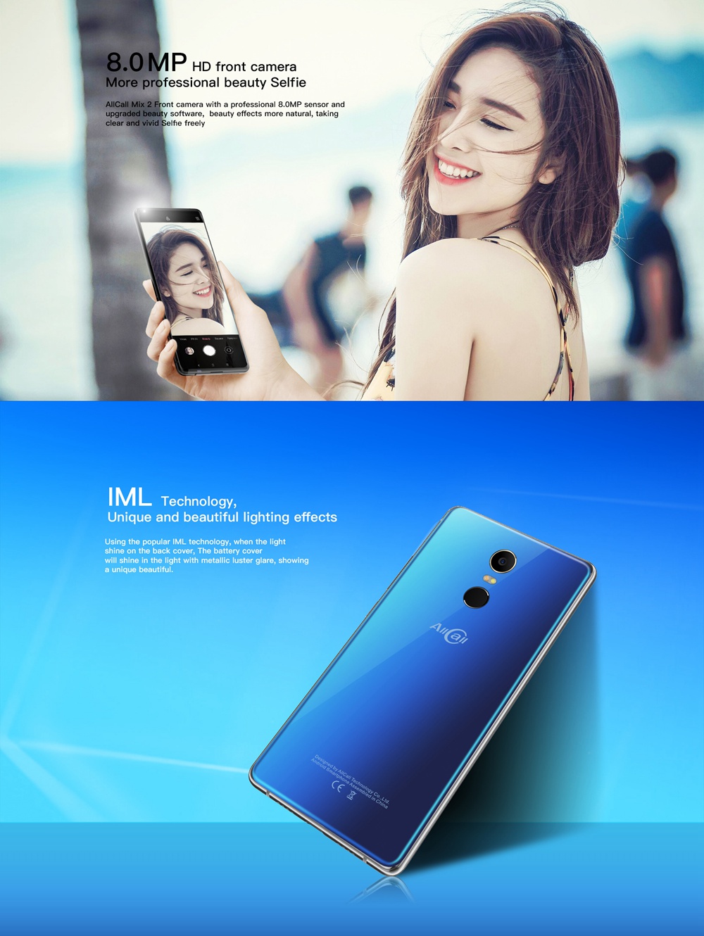 AllCall MIX 2 5.99 Inch 4G Smartphone MTK6763 6GB 64GB 16.0MP Back Camera Android 7.1 Face ID 18:9 Screen - Black
