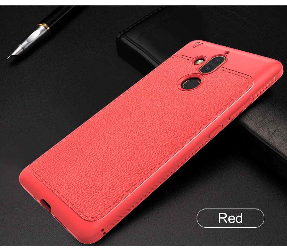 Lenuo Anti Drop Cover Case for Nokia 7 Plus Hard PU Leather Phone Case - Black