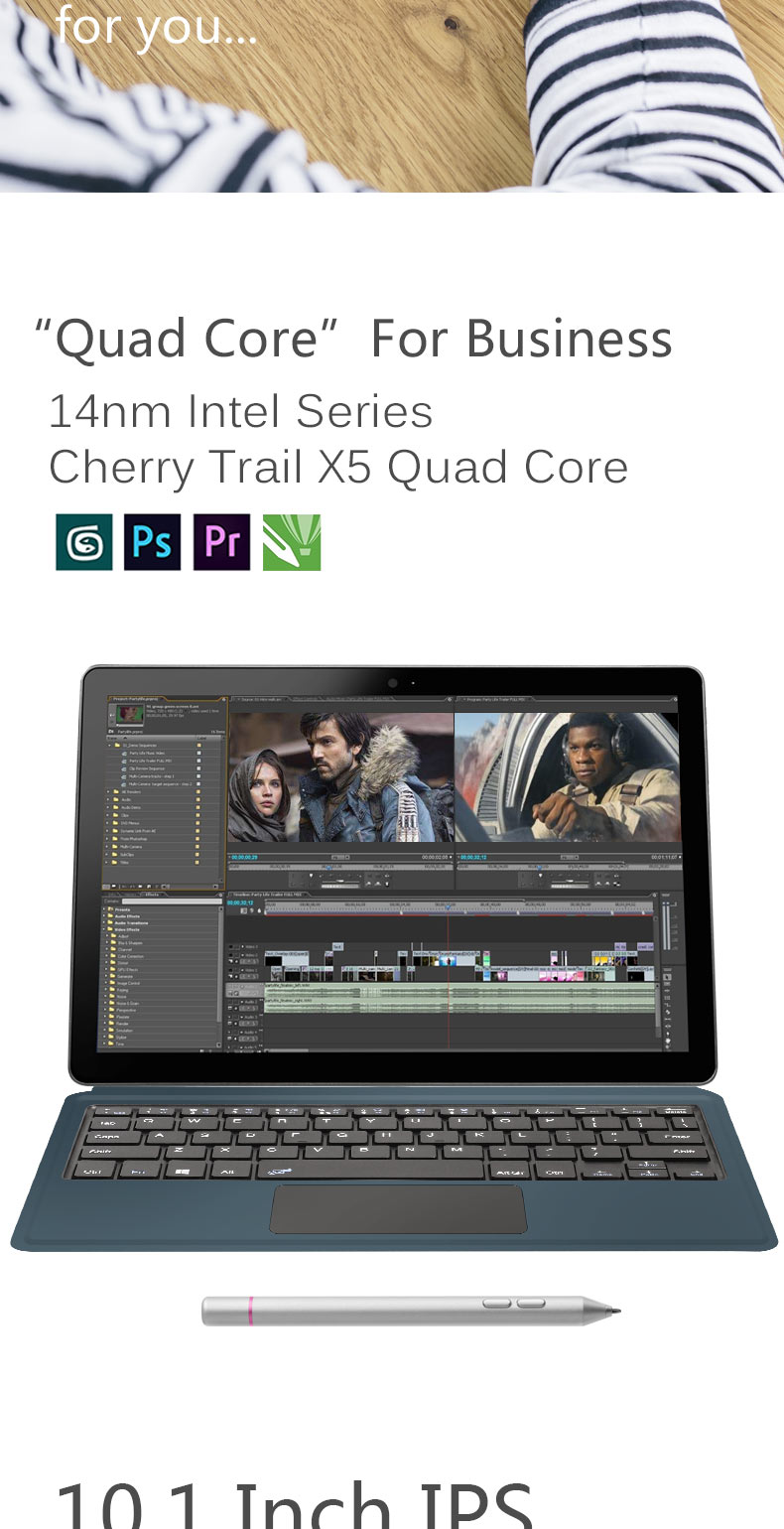VOYO Vbook i3 Tablet PC Intel Cherry Trail x5-Z8350 Quad Core 10.1" IPS Screen 1920*1200 8GB DDR3 128GB eMMC Windows 10 - Silver