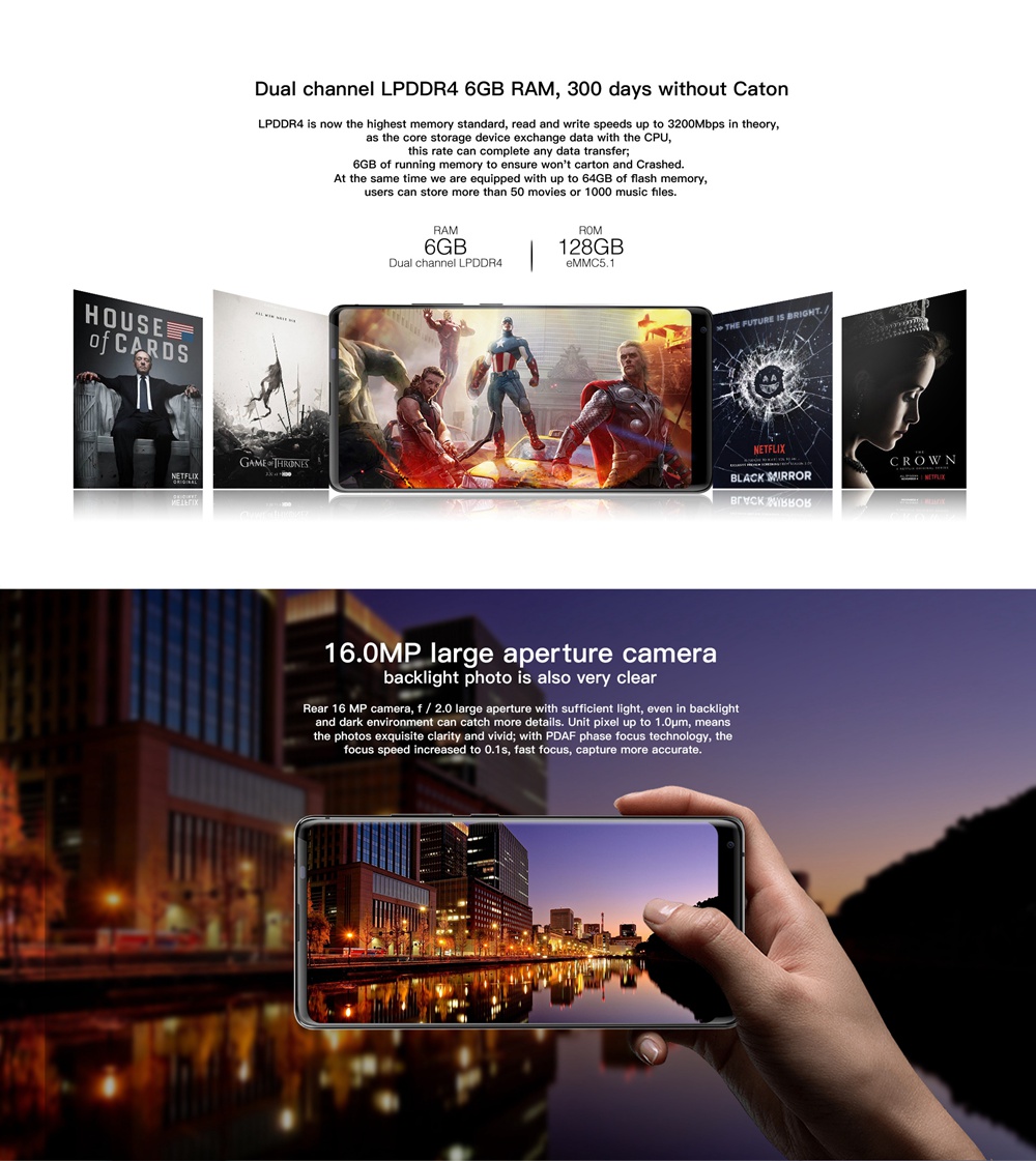 AllCall MIX 2 5.99 Inch 4G Smartphone MTK6763 6GB 64GB 16.0MP Back Camera Android 7.1 Face ID 18:9 Screen - Black