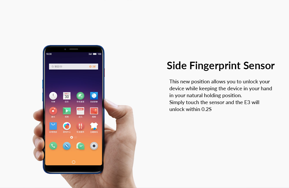 Meizu E3 5.99 Inch Smartphone Snapdragon 636 Octa Core 6GB 128GB 12.0MP+20.0MP Dual Rear Cameras Flyme OS 18:9 Full Screen Touch ID - Gold