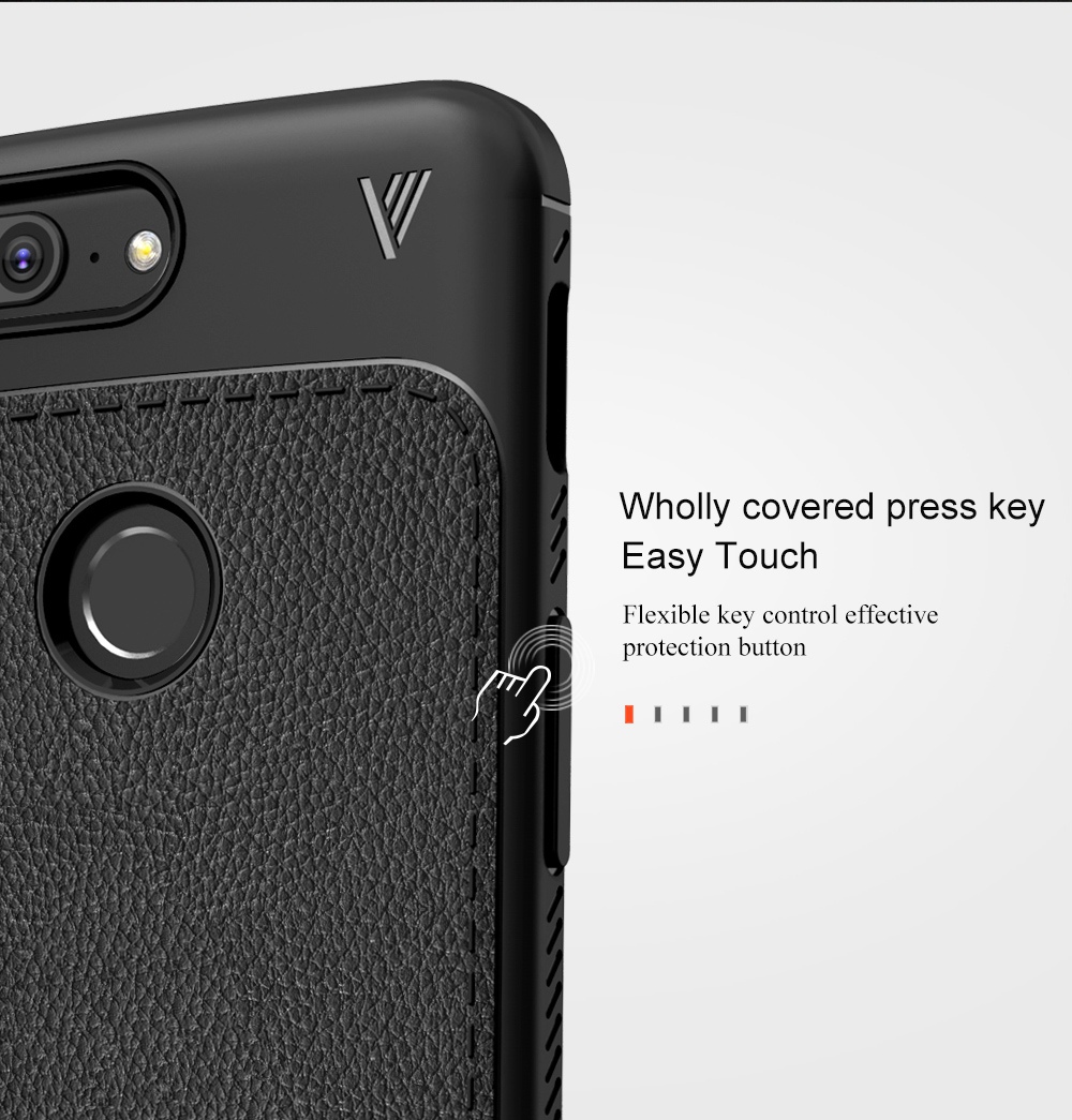 Lenuo Anti Drop Phone Cover for OnePlus 5T Hard PU Leather Cover Case - Black