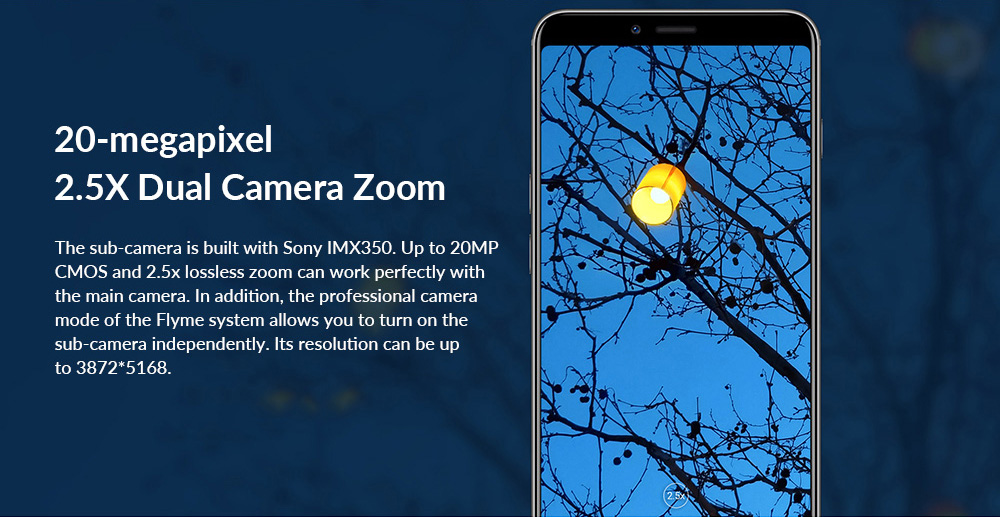 Meizu E3 5.99 Inch Smartphone Snapdragon 636 Octa Core 6GB 128GB 12.0MP+20.0MP Dual Rear Cameras Flyme OS 18:9 Full Screen Touch ID - Gold