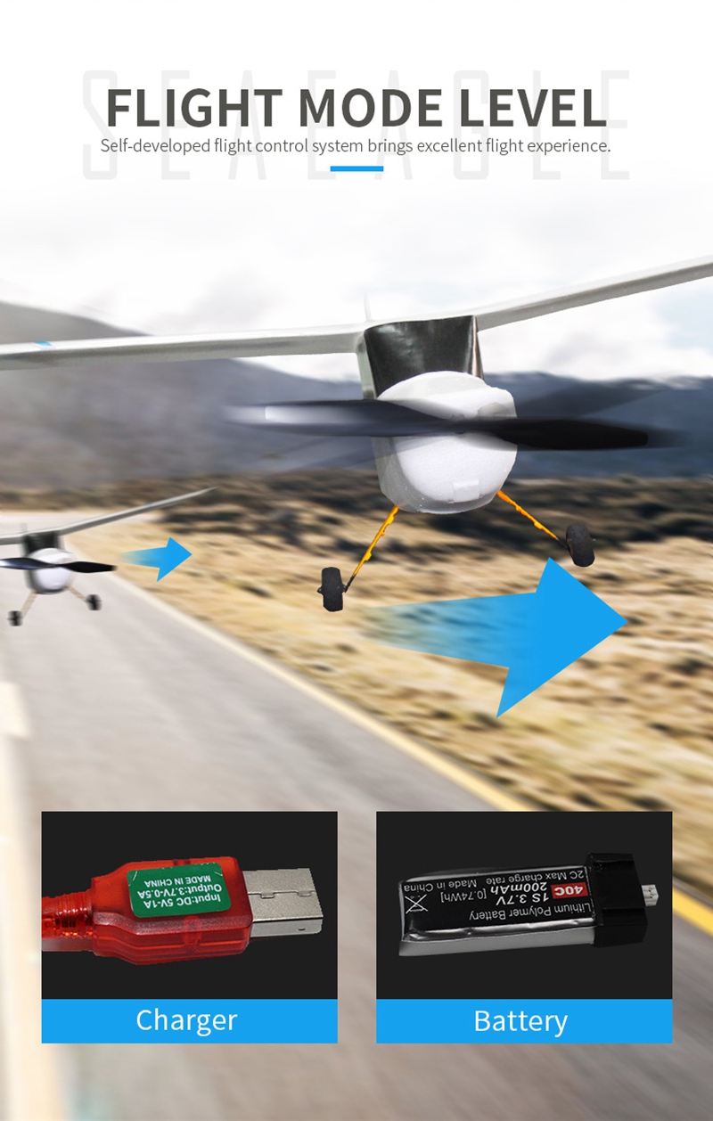 Sea Eagle 2.4G EPS 3CH 515mm Wingspan 3-6 Axis 3D Aerobatic FPV RC Airplane - RTF