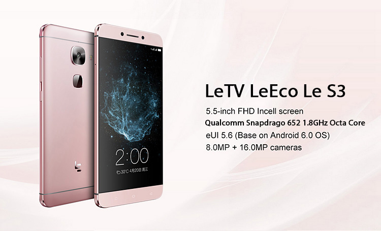 LeTV LeEco Le S3 X522 5.5 Inch 4G LTE Smartphone Qualcomm Snapdragon 652 Octa Core 3GB 32GB 16.0MP FHD Screen Android 6.0 - Gray