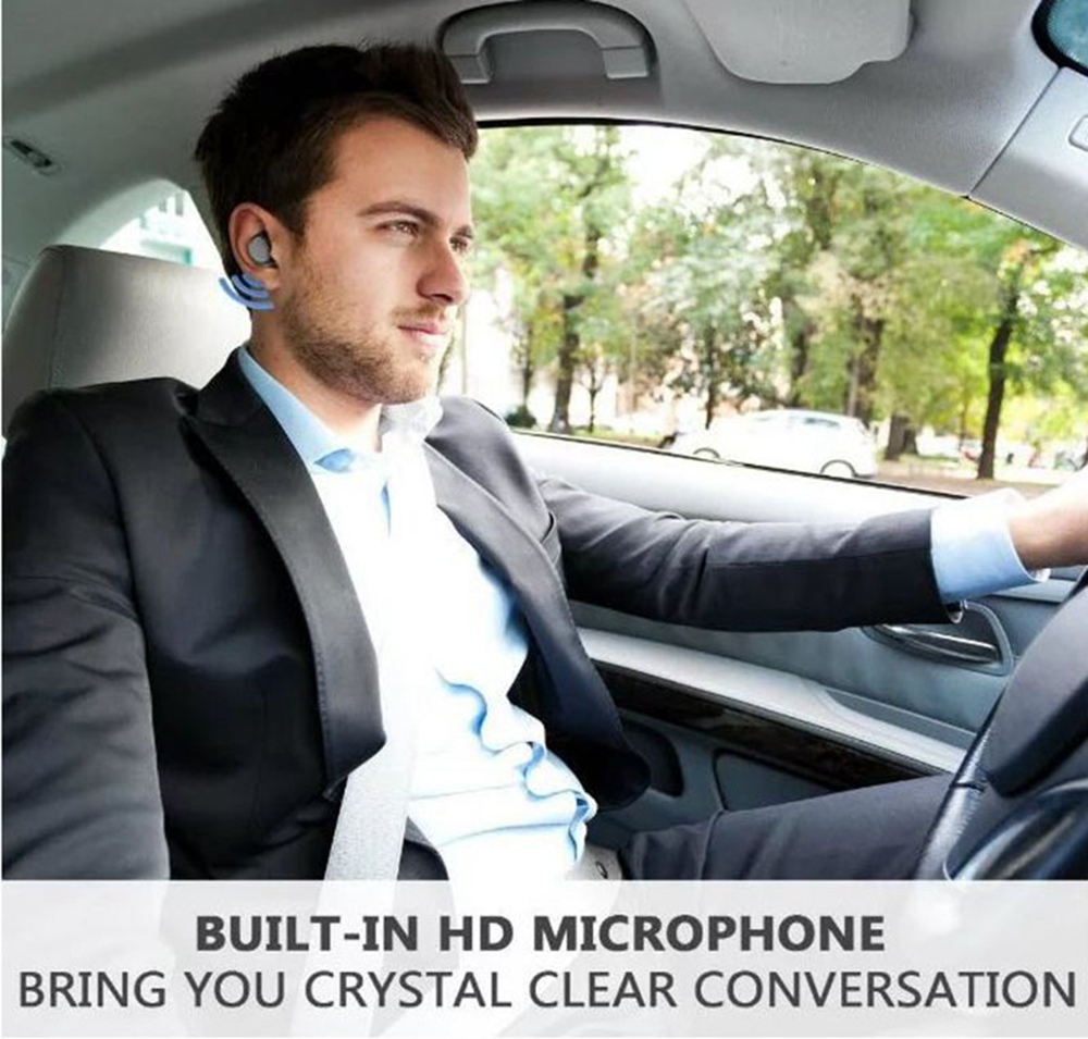 HV-316 Bluetooth Earphone One Single Ear with Mic Portable Charger - Black
