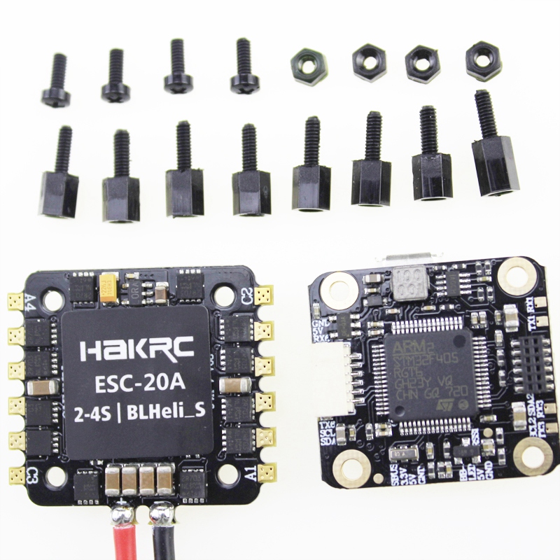 HAKRC MiniF4 Fly Tower F4 Flight Controller AIO OSD 5V/2A BEC BLheli_S 20A 4 In 1 ESC for RC Drone