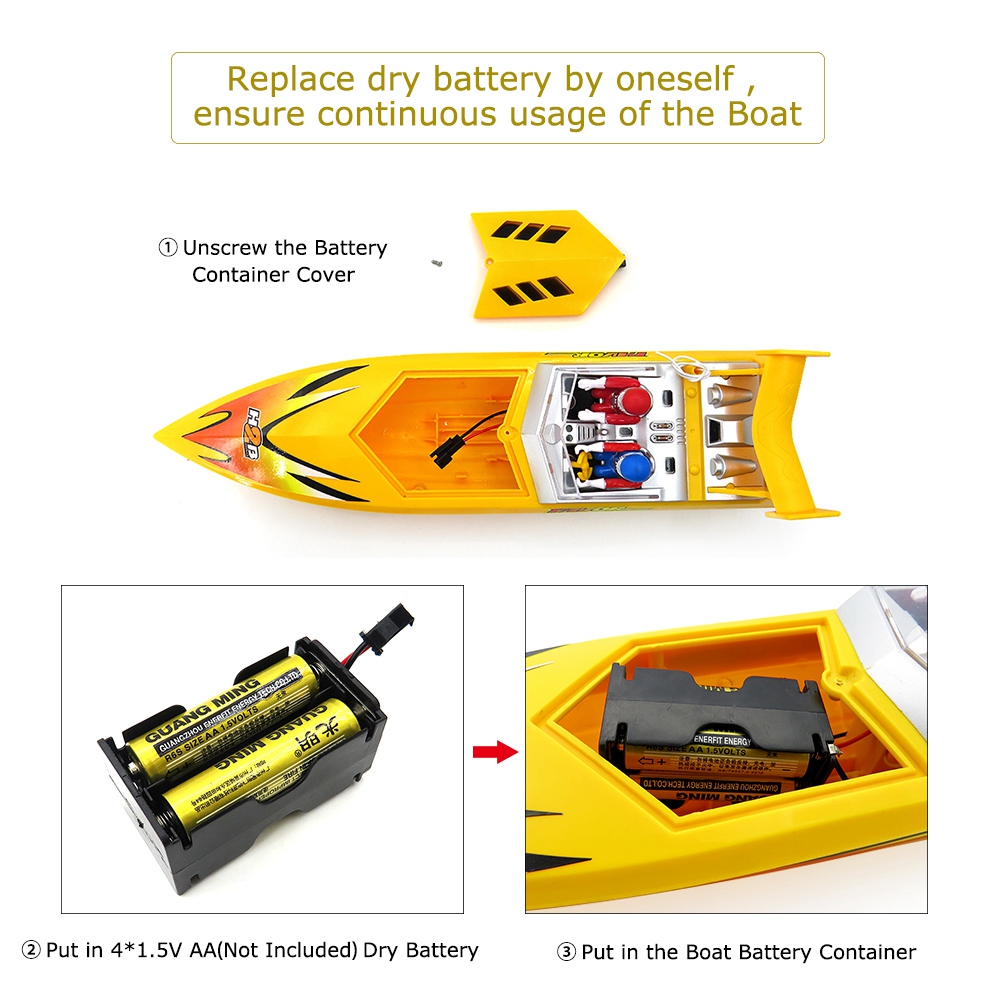 Flytec HQ5011 27Mhz Brushed RC Racing Boat RTR - Yellow