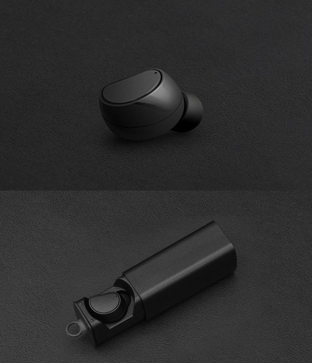 HV-316 Bluetooth Earphone One Single Ear with Mic Portable Charger - Black